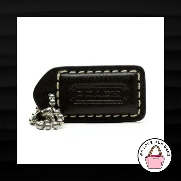 1.5" Small COACH MAHOGANY BROWN LEATHER KEY FOB CHARM KEYCHAIN HANG TAG WRISTLET - Picture 1 of 1